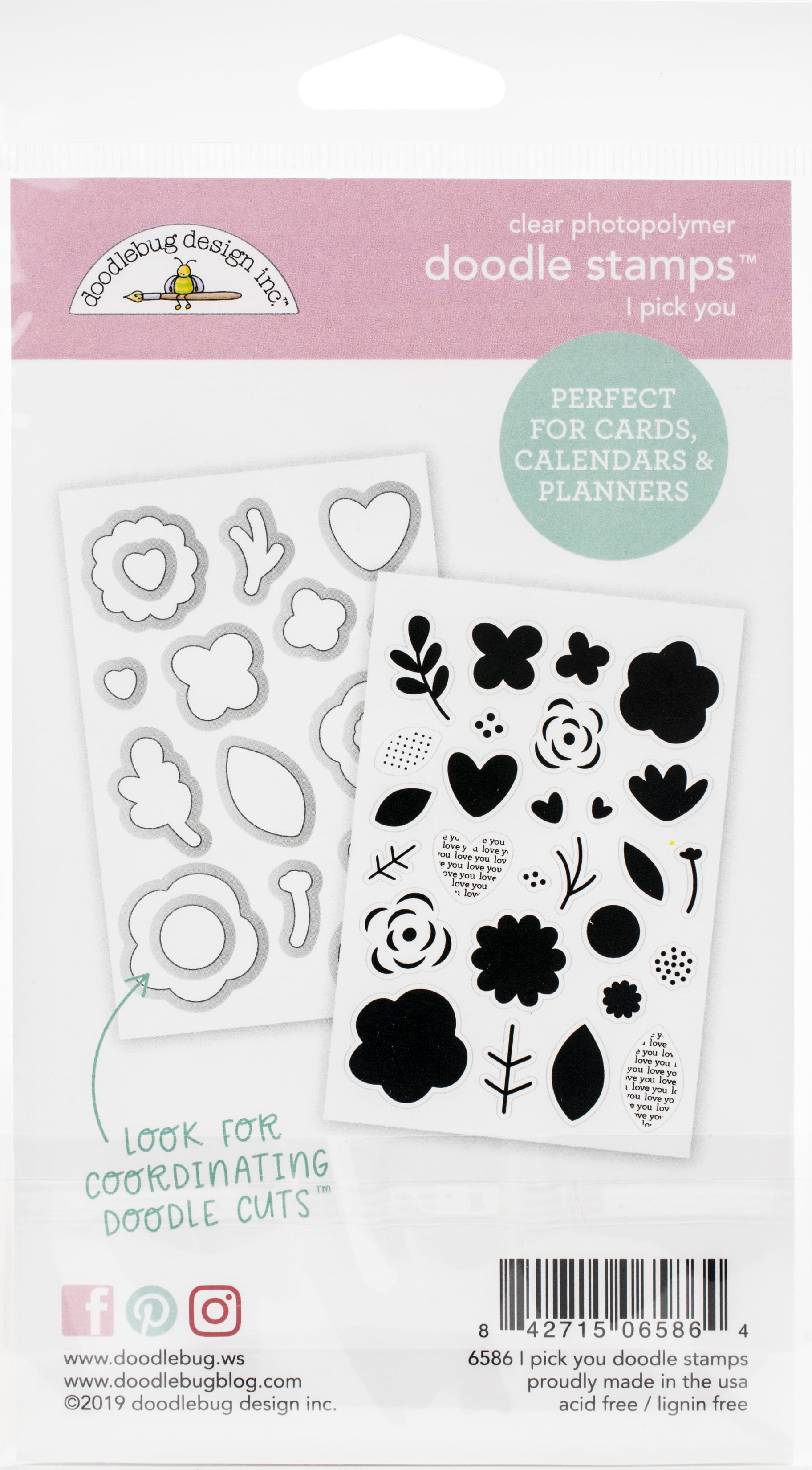 Doodlebug Designs Clear Doodle Stamps, I Pick You, Love Notes