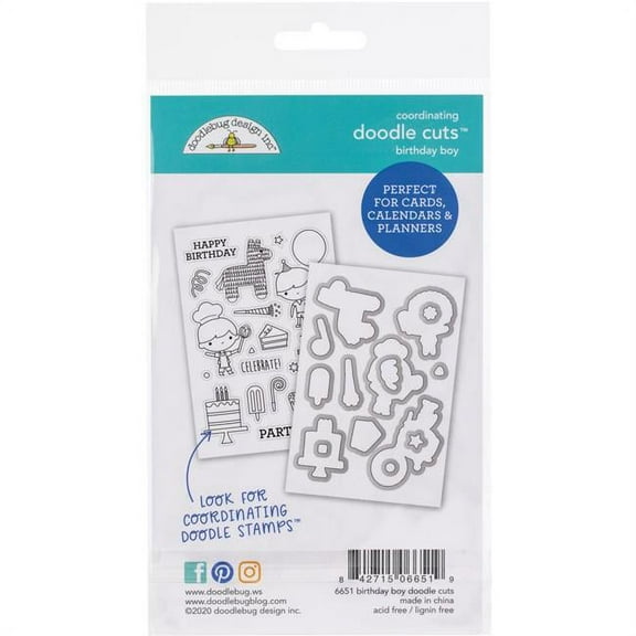 Doodlebug Designs Party Time Doodle Cuts Die Birthday Boy