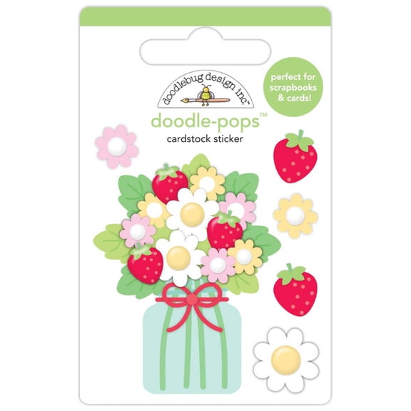 Doodlebug Doodle-Pops 3D Sticker-Berry Bouquet, Berry Sweet
