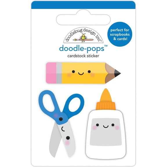 Doodlebug Doodle-Pops 3D Stickers-Cut & Paste, School Days