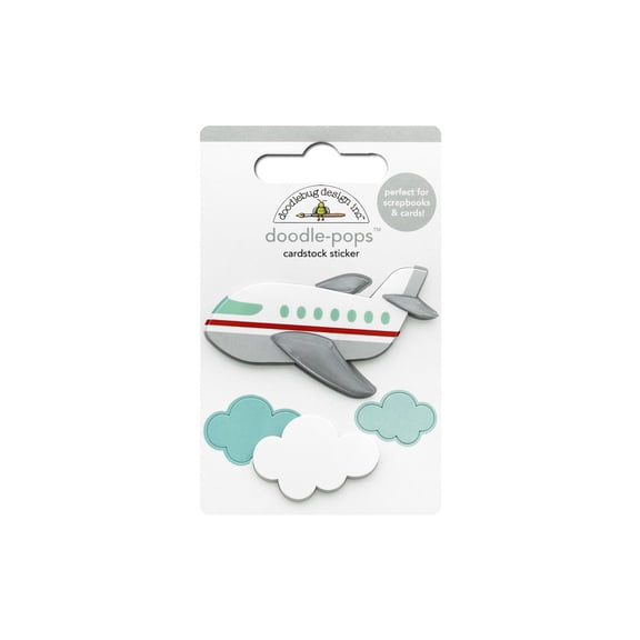 Doodlebug Doodle-Pops 3D Stickers-Jet Set, I Heart Travel