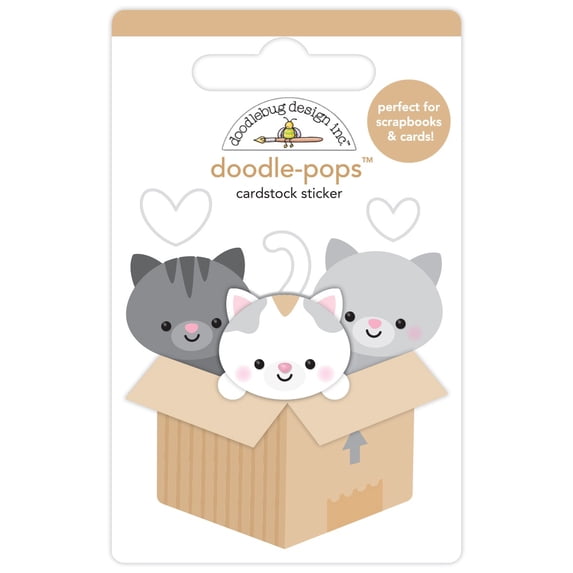 Doodlebug Doodle-Pops 3D Stickers-Kitty Litter