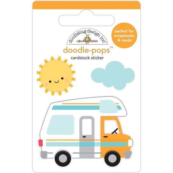 Doodlebug Doodle-Pops 3D Stickers-Road Trip, I Heart Travel