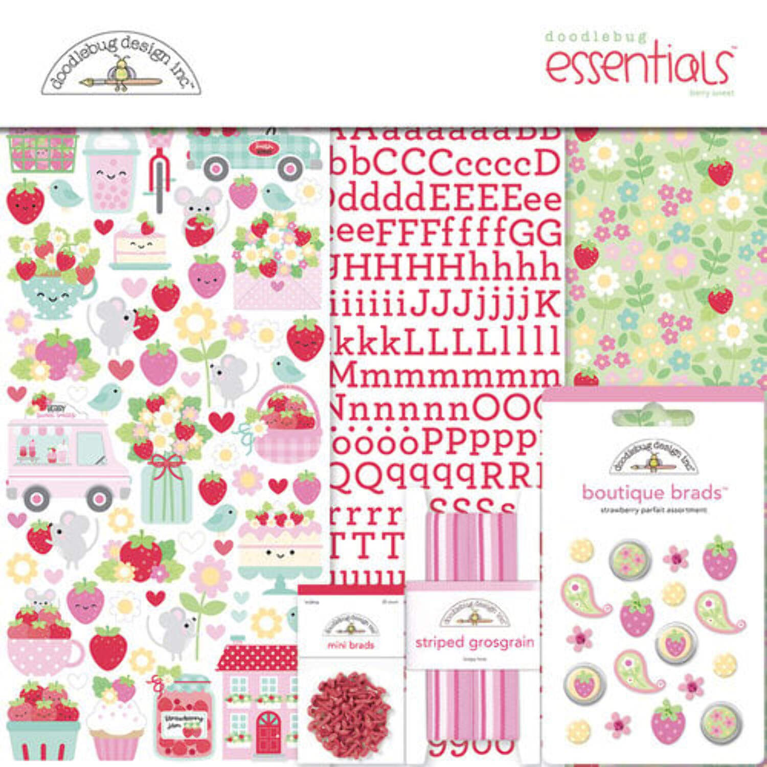 Doodlebug Essentials Page Kit 12"X12"-Berry Sweet