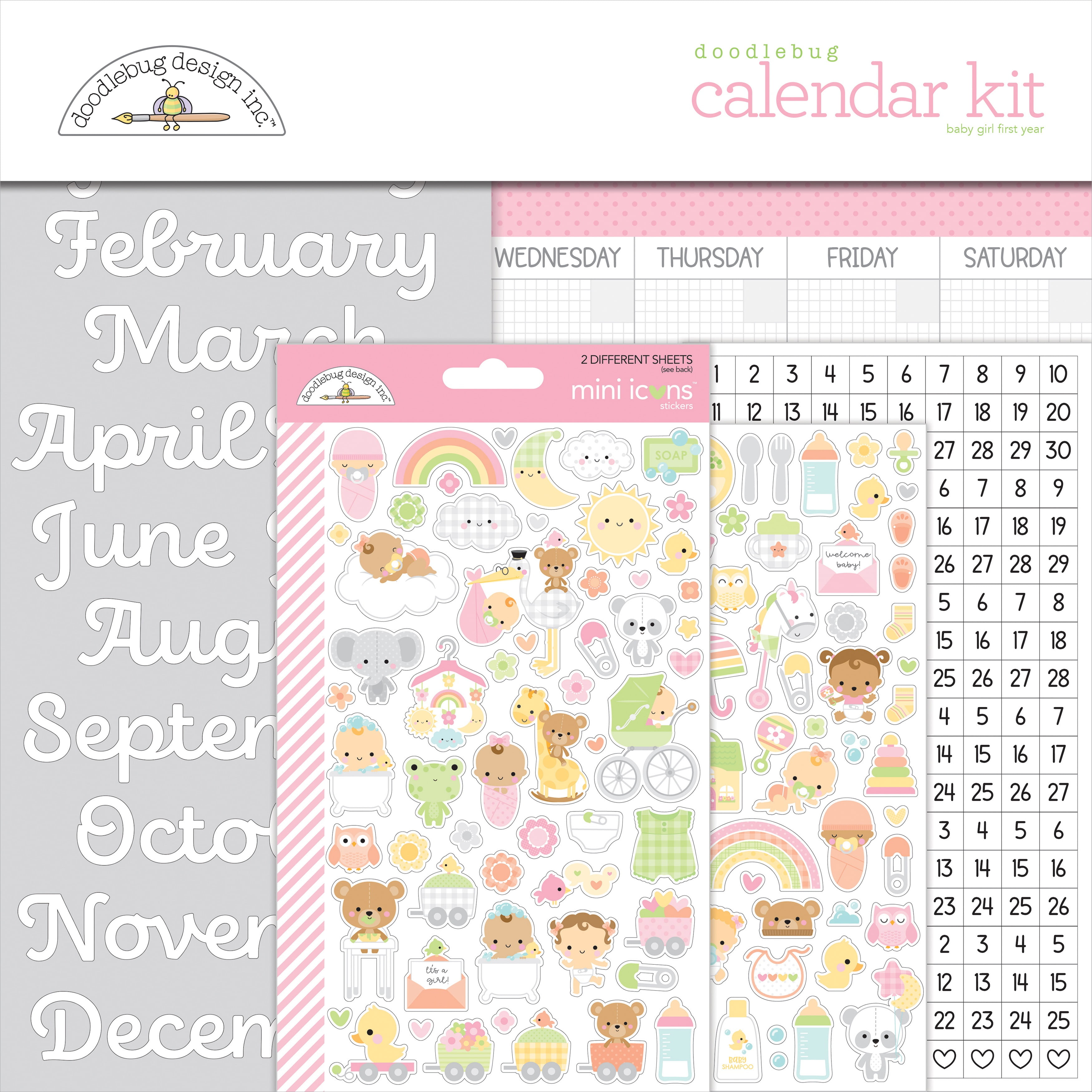 Doodlebug First Year Calendar Kit Baby Girl