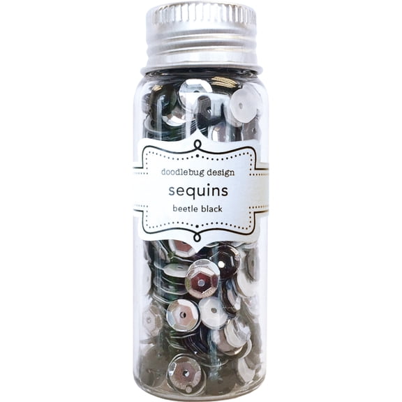 Doodlebug Kraft In Color Assorted Sequins-Beetle Black