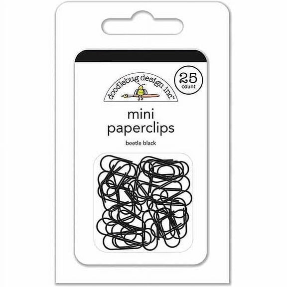 Doodlebug Mini Paperclips 25/Pkg-Beetle Black, Pk 3, Doodlebug