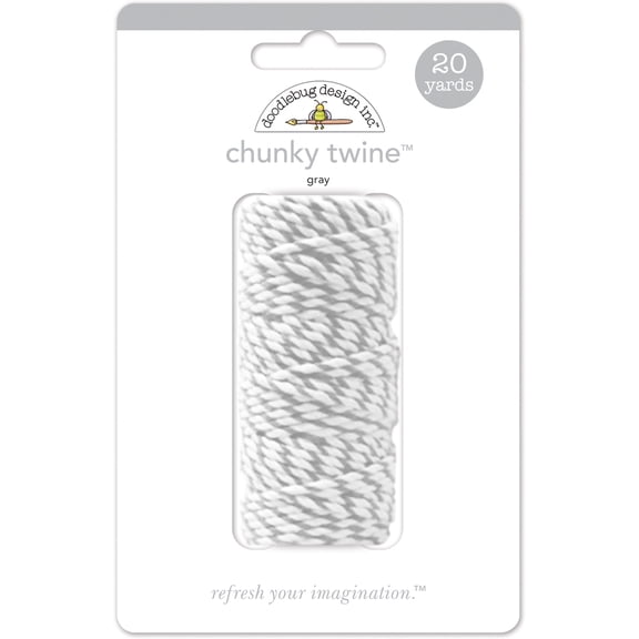 Doodlebug Monochromatic Chunky Twine 20yd-Gray