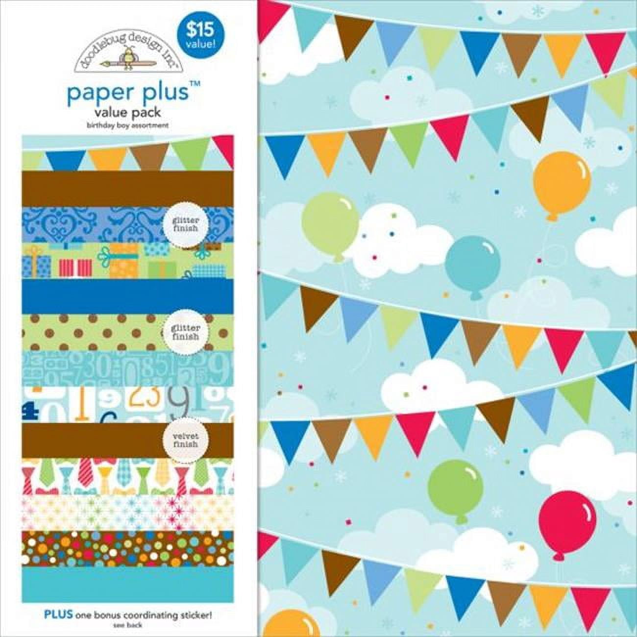 Doodlebug Paper Doodlebug Paper Plus Value Pack 12 Inch X 12 Inch 12/Pkg-Birthday ...