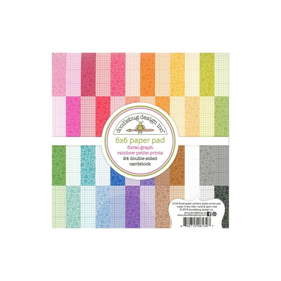 Doodlebug Petite Print Paper Pad 6x6 Fl/Gph Rainbw