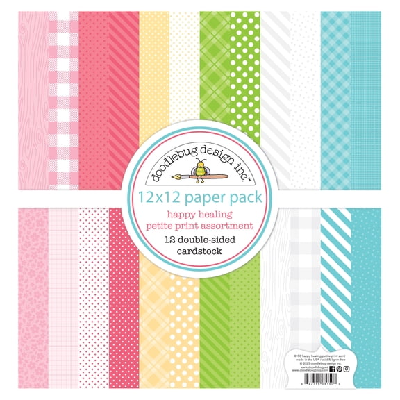 Doodlebug Petite Prints Double-Sided Cardstock 12"X12"-Happy Healing