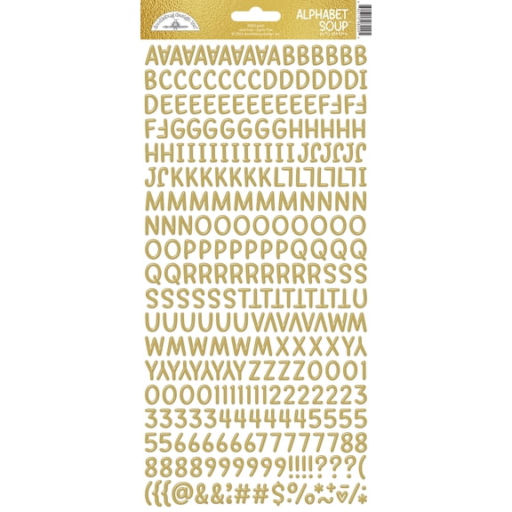 Doodlebug Puffy Stickers-Gold Alphabet Soup, Hello Again