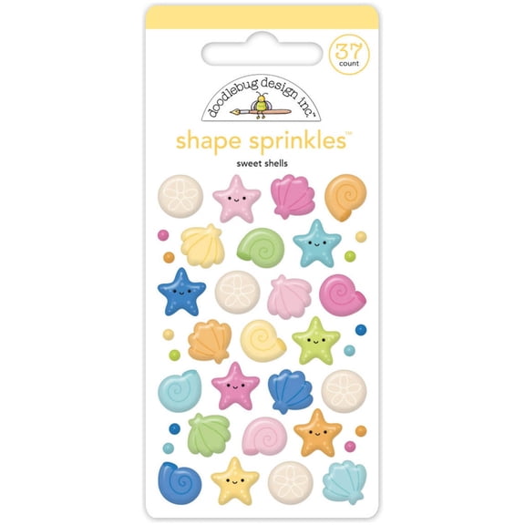 Doodlebug Sprinkles Adhesive Enamel Shapes-Sweet Shells, Summer Fun