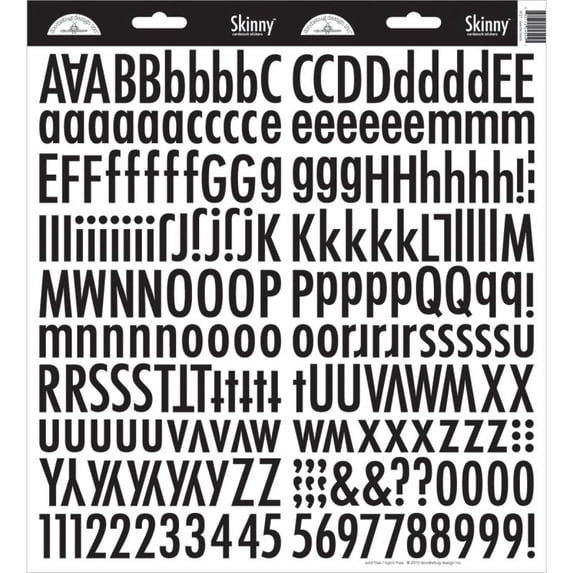 Doodlebug Skinny Cardstock Alpha Stickers-beetle Black