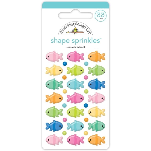 Doodlebug Sprinkles Adhesive Enamel Shapes-Summer School, Summer Fun