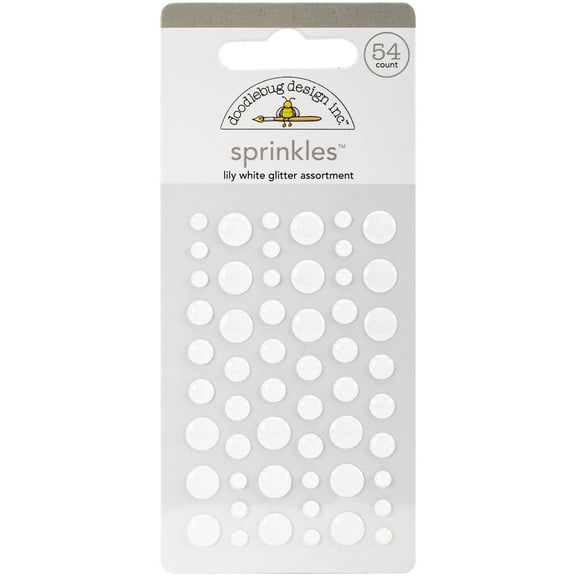 Doodlebug Sprinkles Adhesive Glitter Enamel Dots 54/Pkg-Lily White