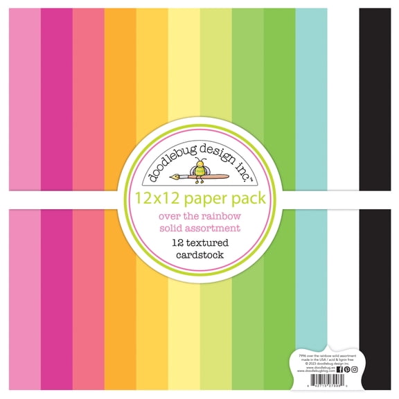 Doodlebug Textured Double-Sided Cardstock 12"X12" 12/Pkg-Over The Rainbow