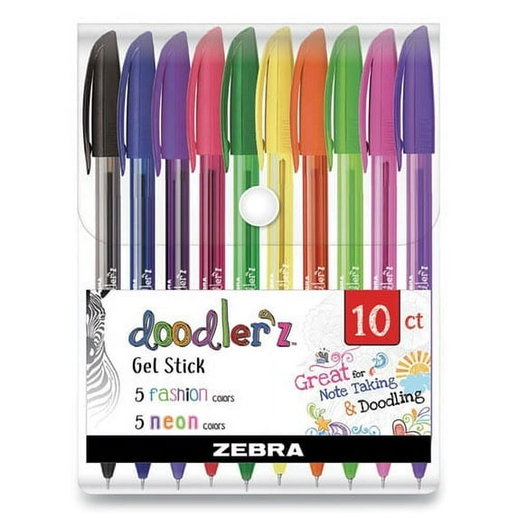 Doodler'z Gel Pen, Stick, Bold 1 Mm, Assorted Fashion/neon Ink And Barrel Colors, 10/pack | Bundle of 2 Each