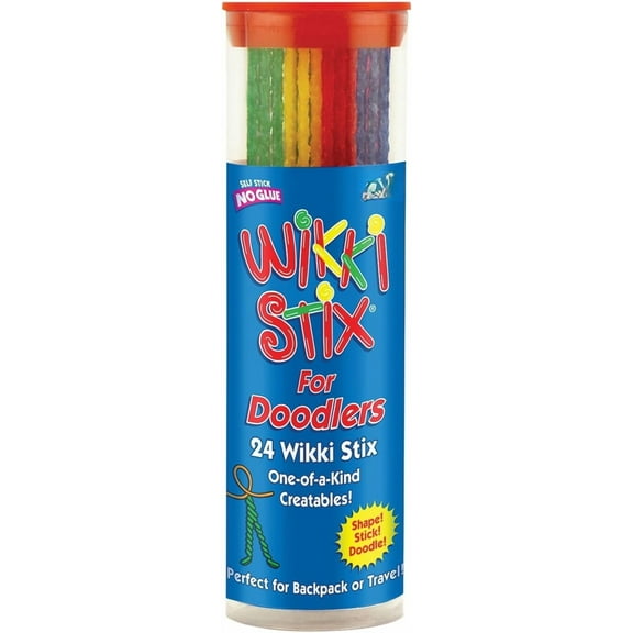 Doodlers - Kid's Travel Essential: Portable Creativity On-The-Go! Pack of 24 Wikki Stix in Neon and Primary Colors.
