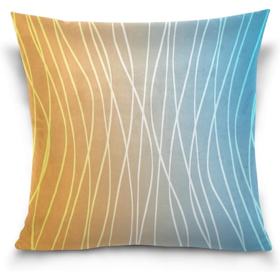 Doodles Blurred Background Velvet Plush Throw Pillow Cushion Case Cover - 16" x 16" - Invisible Zipper Home Decor Floral for Couch Sofa No Pillow Insert