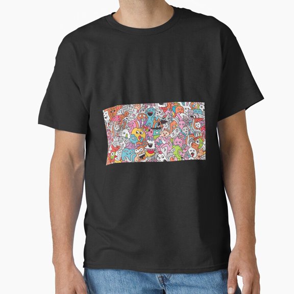 Doodley Madness 3 Cute Sketchy Cartoon Chaos Art Unisex T-Shirt, up to size 5XL