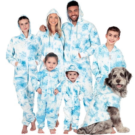 Doogie Joggies - TieDye Blue Pet Hoodie - Pet - Medium (Fits Up to 25 lbs)