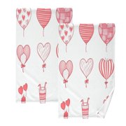 Doole Valentines Day Design Set of 2 Pure Cotton Towels, 16 x 28, Highly Absorbent and Soft