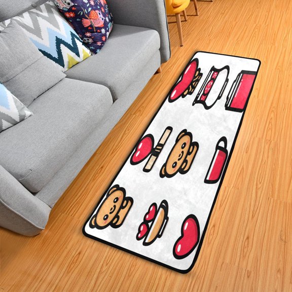 Doole Valentine's Day Theme Long Area Rug 72" x 24" Non-Slip Polyester with Cotton Padding