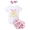 thumbnail image 1 of Dooleck 1st Easter Outfit Baby Girl Bodysuit Floral Ruffle Bloomer Shorts Clothes, 1 of 7