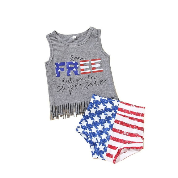Dooleck Baby Girl 4th of July Outfit Infant Shirt Tops Shorts American Flag Clothes