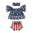 thumbnail image 1 of Dooleck Baby Girl 4th of July Outfit Infant Shirt Tops Shorts American Flag Clothes, 1 of 8