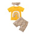 thumbnail image 1 of Dooleck Baby Girl Clothes Infant Toddler Rainbow Shirts Leopard Shorts Outfit Sets, 1 of 7