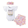 thumbnail image 1 of Dooleck Baby Girl Summer Clothes Infant Ruffle Romper Bodysuit Bloomer Shorts Outfit, 1 of 8