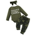 thumbnail image 1 of Dooleck Daddy's Baby Boy Girl Outfits Set Camo Baby Clothes Romper Top Long Pant Headband, 1 of 7
