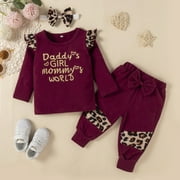 Dooleck Daddys Girl Baby Clothes Newborn Outfit Ruffle Bodysuit Jogger Set Sleepwear