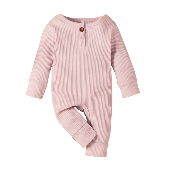 Dooleck Infant Baby Girl Clothes Ribbed Jumpsuit Solid Color Romper Bodysuit