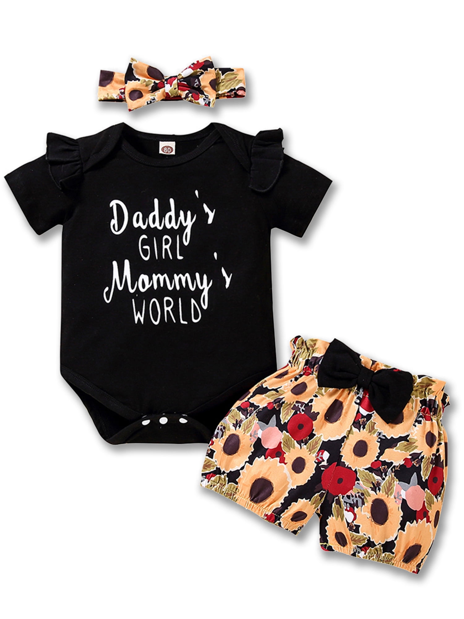 Dooleck Infant Clothes for Baby Girl Newborn Baby Girl Onesies Summer Outfits Bloomer Set