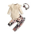thumbnail image 1 of Dooleck Infant Girl Clothes Ribbed Outfit Ruffle Bodysuit Halen Pant Set Sleepwear, 1 of 8