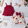 thumbnail image 1 of Dooleck Infant Toddler Baby Girl Clothes Ribbed Tops Floral Bowtie Shorts Outfit, 1 of 8