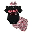 thumbnail image 1 of Dooleck Mamas Baby Girl Clothes Infant Ruffle Bodysuit Leopard Short Pant Outfit Set, 1 of 7