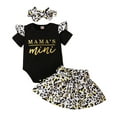 thumbnail image 1 of Dooleck Mamas Baby Girl Clothes Infant Ruffle Onesies Bodysuit Leopard Skirt Outfit, 1 of 8