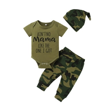 Dooleck Mamas Boy Baby Clothes Newborn Outfits Short Sleeve Onesies Camo Pant Set