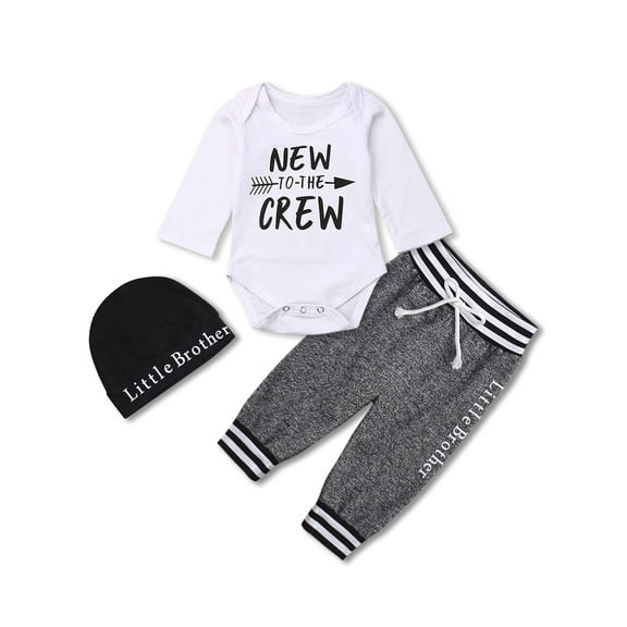 Dooleck New to the Crew Baby Outfit Infant Clothes Bodysuit Halen Pants Set Sleepwear