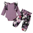 thumbnail image 1 of Dooleck Pit Strip Girl Baby Clothes Newborn Outfit Ruffle Floral Print Pants Set Sleepwear, 1 of 11