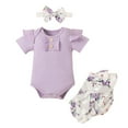 thumbnail image 1 of Dooleck Ribbed Baby Clothes Infant Ruffle Bodysuit Floral Bloomer Shorts Outfit Set, 1 of 8