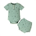 thumbnail image 1 of Dooleck Ribbed Baby Clothes Set Infant Girl Bodysuit Onesies Bloomer Shorts Outfits, 1 of 8