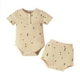 thumbnail image 1 of Dooleck Ribbed Baby Clothes Set Infant Girl Bodysuit Onesies Bloomer Shorts Outfits, 1 of 8
