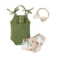 thumbnail image 1 of Dooleck Ribbed Baby Girl Clothes Strap Bodysuit Floral Bloomer Shorts Infant Outfit, 1 of 8