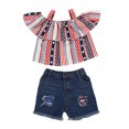 thumbnail image 1 of Dooleck Toddler Baby Girl 4th of July Outfit Shirts Top Shorts American Flag Clothes, 1 of 8