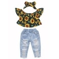 thumbnail image 1 of Dooleck Toddler Girl Ripped Jeans Sunflower Shirt Top Denim Pant Kids Girls Clothes, 1 of 8